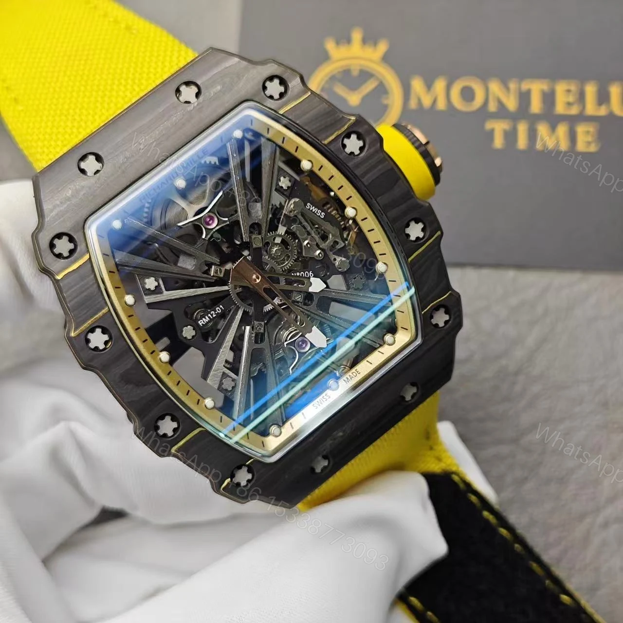 View 4 of Richard Mille Swiss Clone RM 12 01 Real Tourbillon Real Carbon