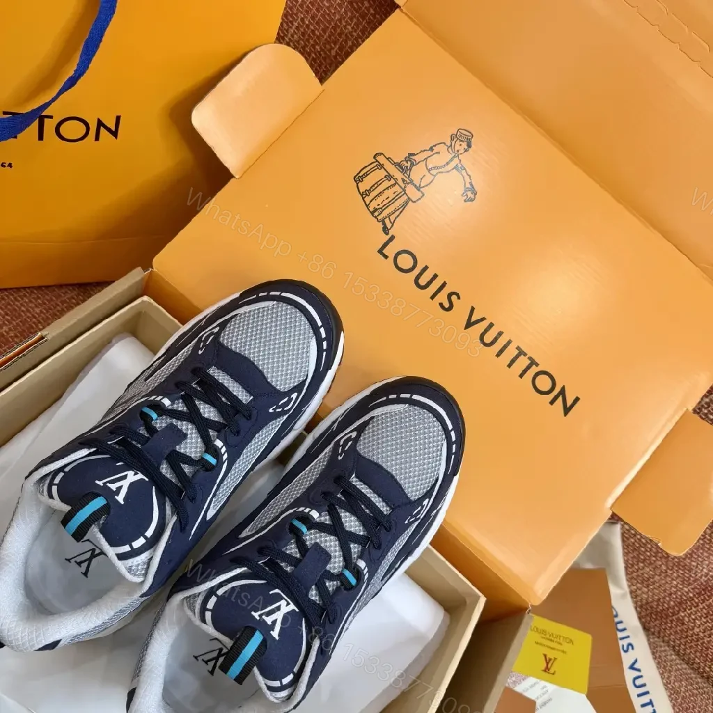 View 6 of Navy Mesh Tech Athletic Sneakers with Louis Vuitton Styling