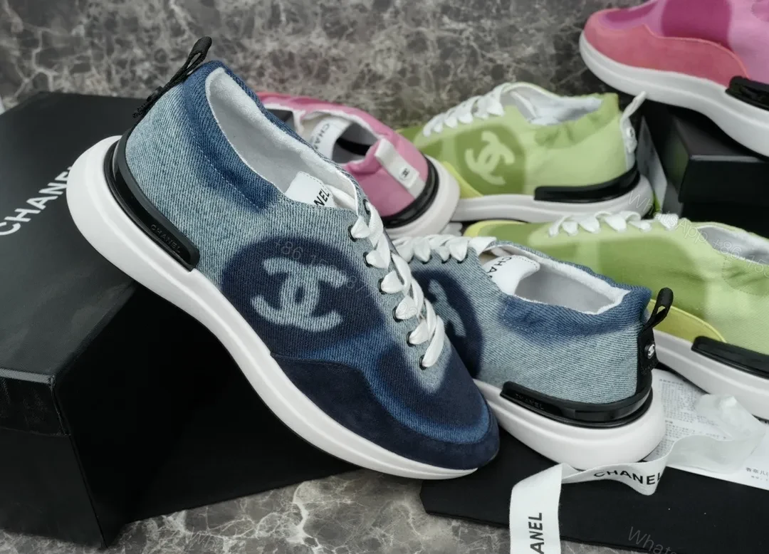 View 2 of Denim-Gradient Suede High-Tops: Luxe Logo Accent Sneaker