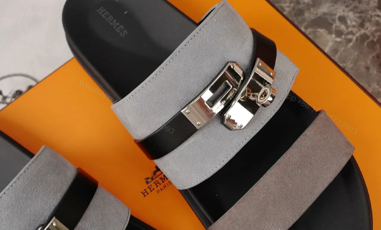 View 6 of Two-Tone Strappy Sandals with Signature Hardware - Elevated Comfort