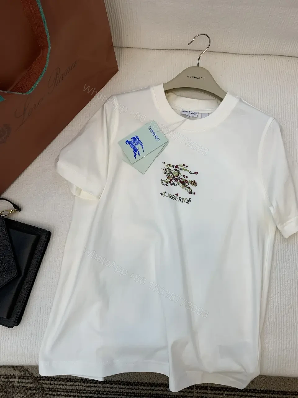 View 3 of White Cotton Tee with Subtle Embroidery, Minimalist Luxe, Essential Comfort