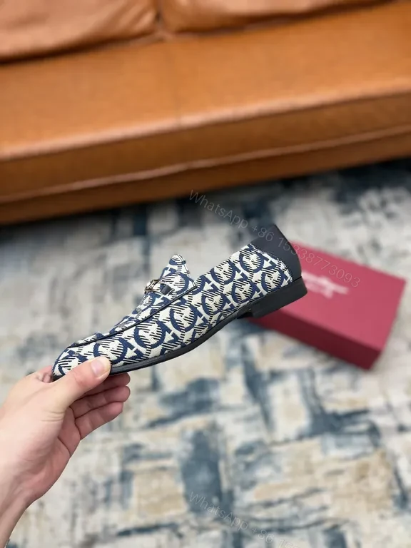 View 7 of Navy Monogram Gancini Loafers: Premium Italian Luxury Shoes