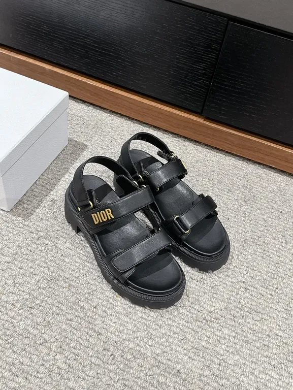 View 6 of Chunky Straps Sandals â€” Black Leather, Dior-Inspired, Signature Comfort Sandals