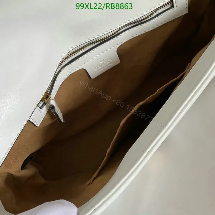 View 16 of Small Gucci GG Marmont Chain Bag in White Chevron Leather 987654