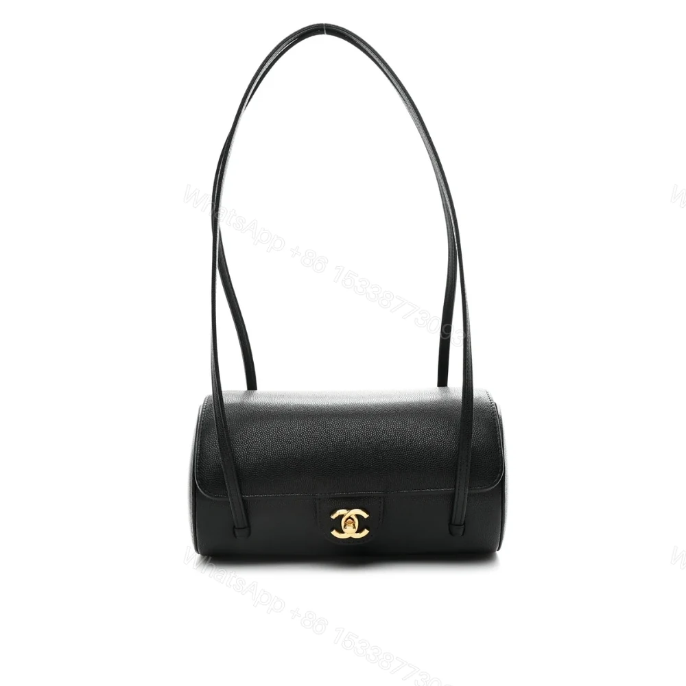 Chanel Small Bowling Bag Grained Shiny And Gold Tone Black 20Cm — view 1
