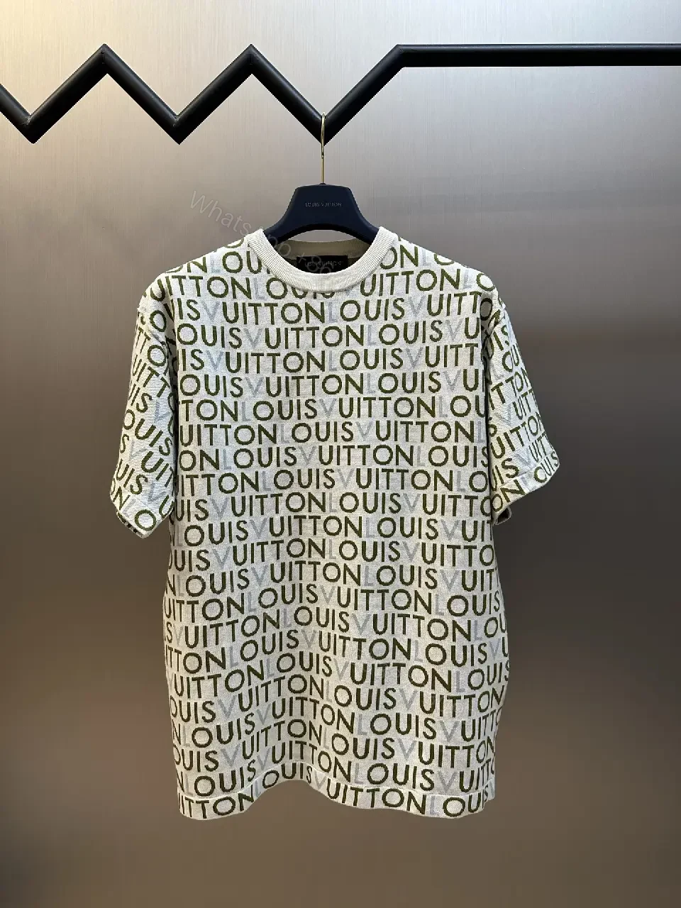 View 3 of White Monogram Short-Sleeve Crewneck T-Shirt with All-Over LV Pattern