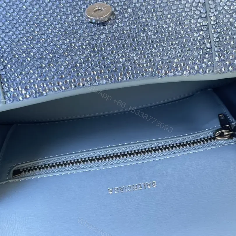 View 12 of 高仿Balenciaga*Hourglass系列沙漏包滿鑽藍色S