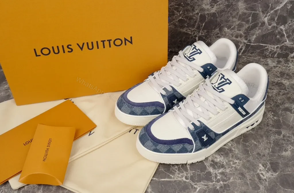 View 7 of Premium-Texture Runner: LV Branding, Navy Suede High-Tops