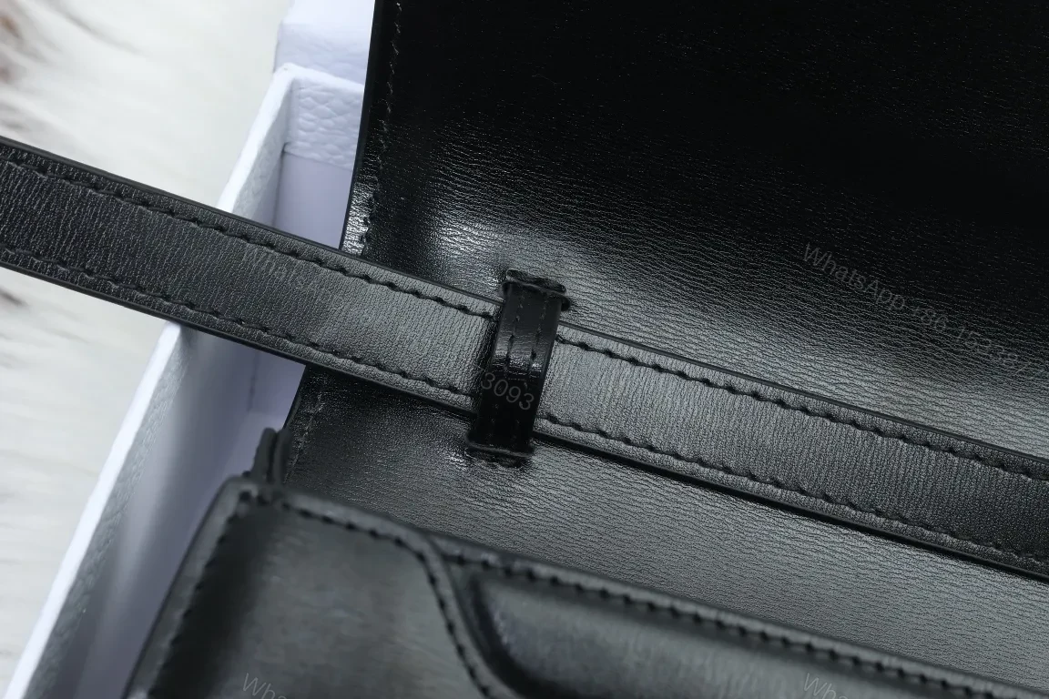 View 6 of Premium Black Leather Shoulder Bag with Gold Hardware - Modern Chic