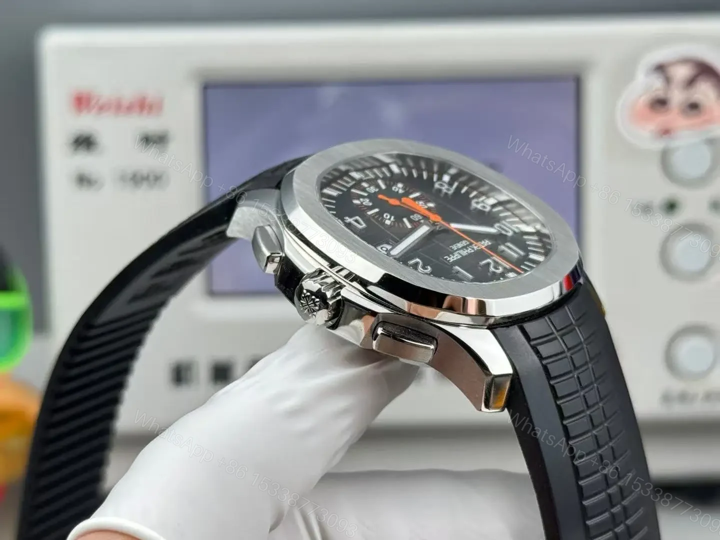 View 6 of Patek Philippe Super Clone Aquanaut 5968 Black Dial Rubber Strap Premium 42MM PATEK-AQUA5968-BLK