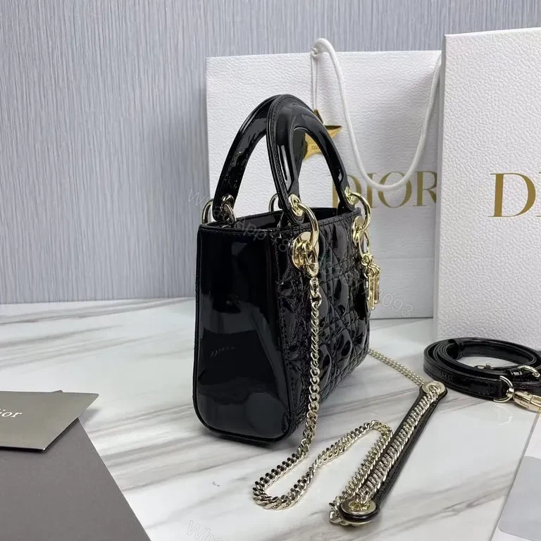 View 7 of Compact Luxe Handbag: Dior-Detail, Patent, Crossbody Ready
