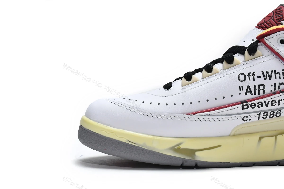 View 2 of Off White x Air Jordan 2 Retro Low SP White and Varsity Red DJ4375-106