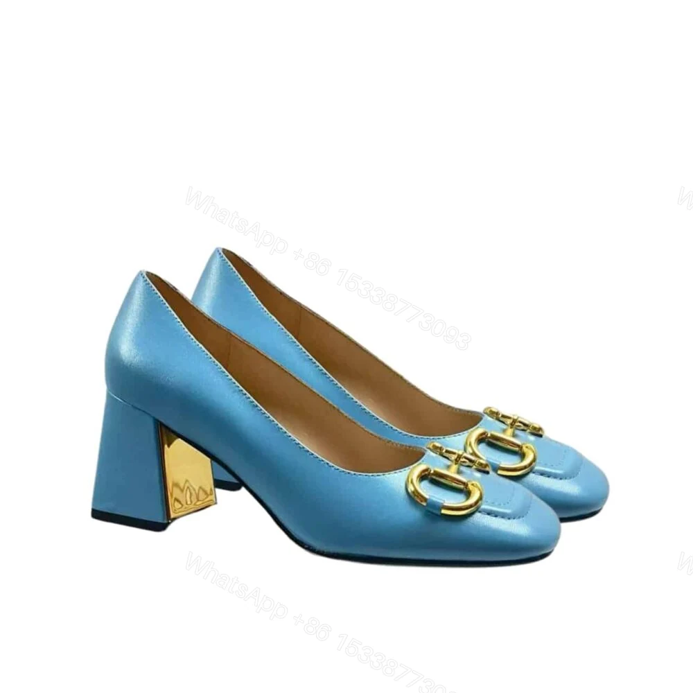 Gucci Women’S Mid Heel Pump With Horsebit Blue — view 1