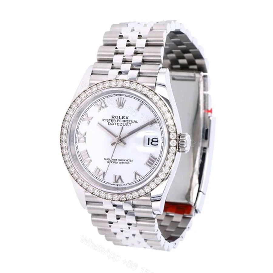 View 2 of Rolex Datejust 36 126284RBR-0018 Super Clone : Diamond Bezel White Roman Dial