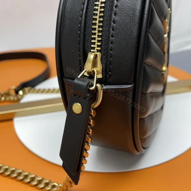 View 5 of Chic Quilted Round Crossbody Bag â€“ YSL Accent, Luxe
