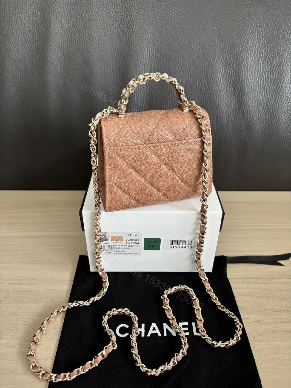 View 5 of Warm Quilted Mini Flap Bag, Chain-Shoulder, Luxe Texture