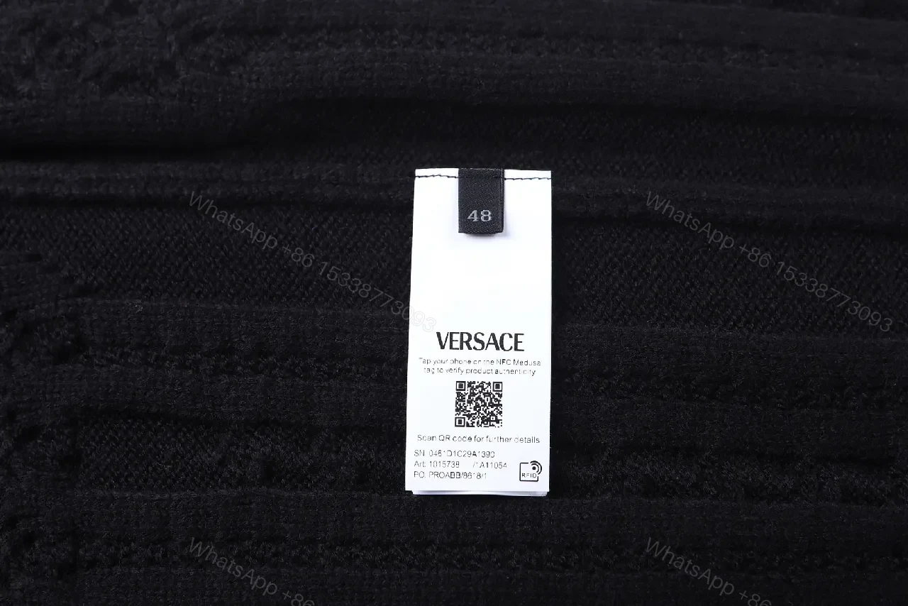 View 4 of Black + Knit + Modern + Medusa texture + Crewneck Sweater