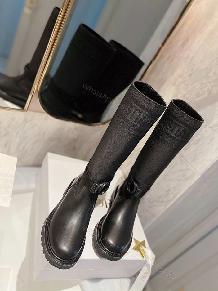 View 2 of DIOR D MAJOR BOOT FABRIC AND CALFSKIN IN BLACK AND BLACK