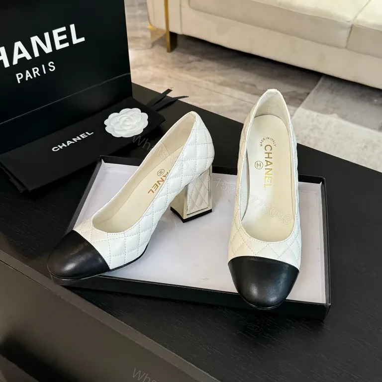 View 8 of Chanel-Inspired Quilted Pumps: Two-Tone Cap-Toe, Comfort