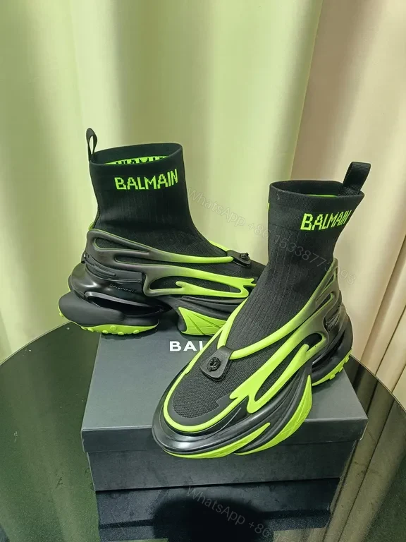 View 4 of Neon Balmain Sock Sneaker: Sculpted City-Edge Comfort