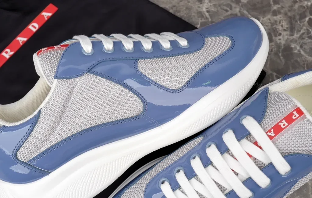 View 3 of Blue-Tone Prada-Inspired Low-Top Sneakers: Everyday Luxury Comfort