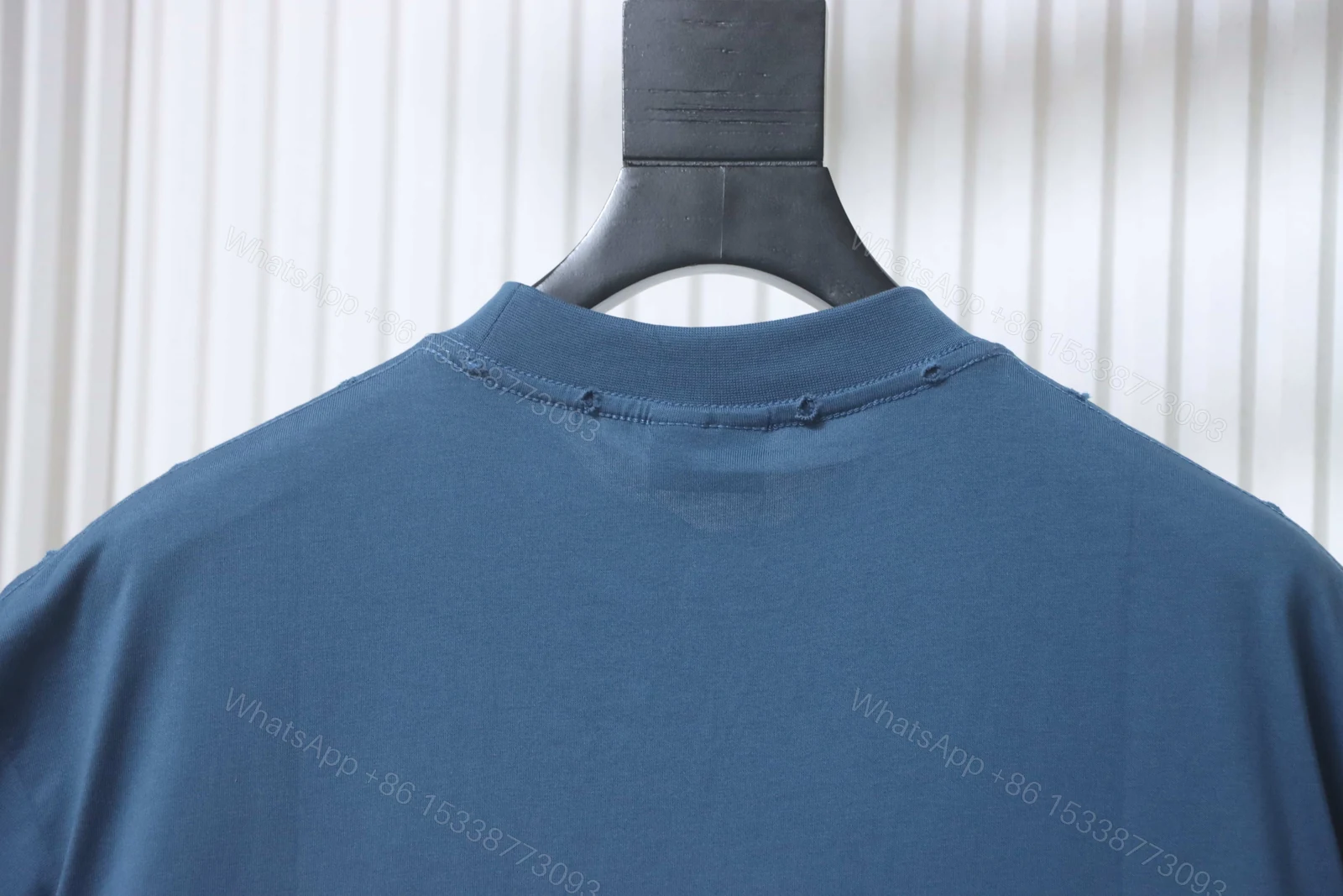 View 3 of Balenciaga Clothes 25SS Grain Wheat Embroidered Short Sleeve T-shirt blue