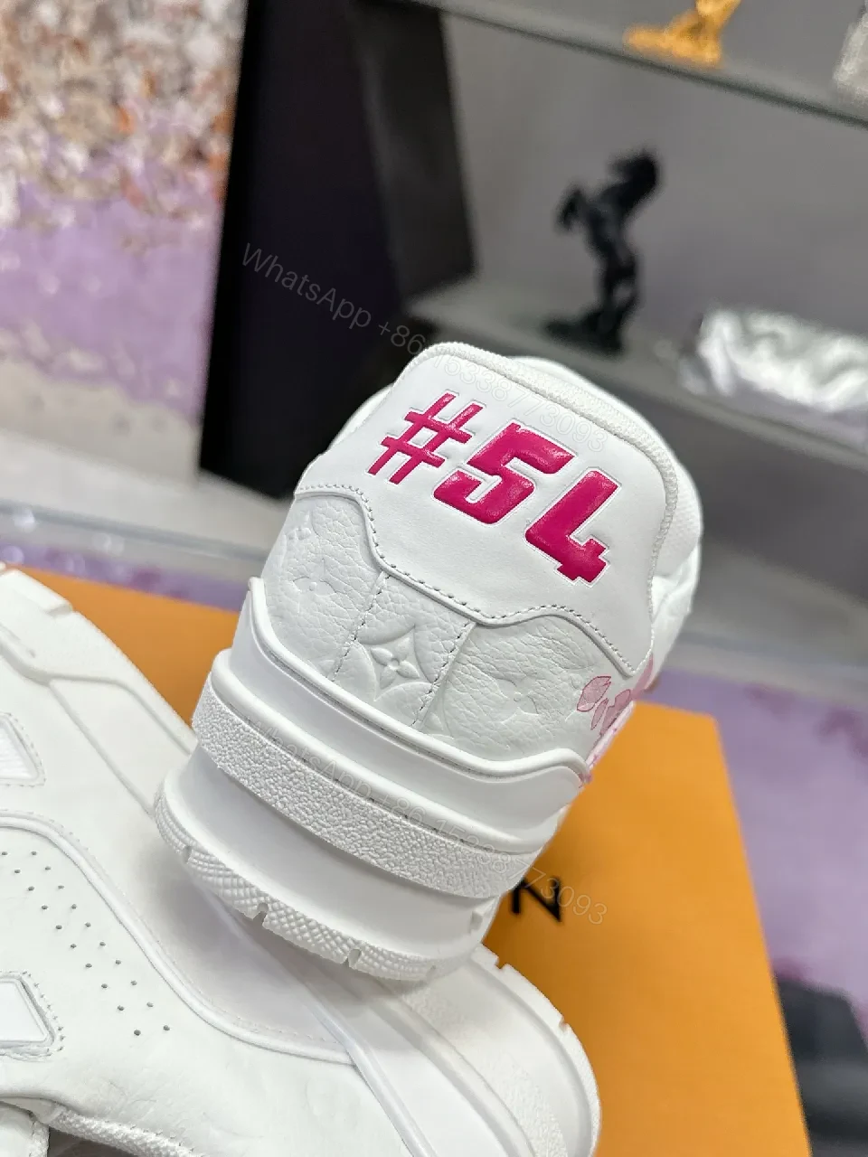 View 2 of White Leather Sneakers, Pink Detailing, Luxe Everyday Wear