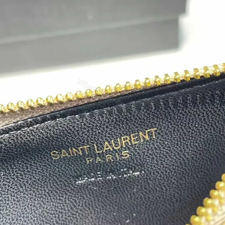 View 3 of Chic YSL-Influenced Quilted Compact Wallet - Nude Leather