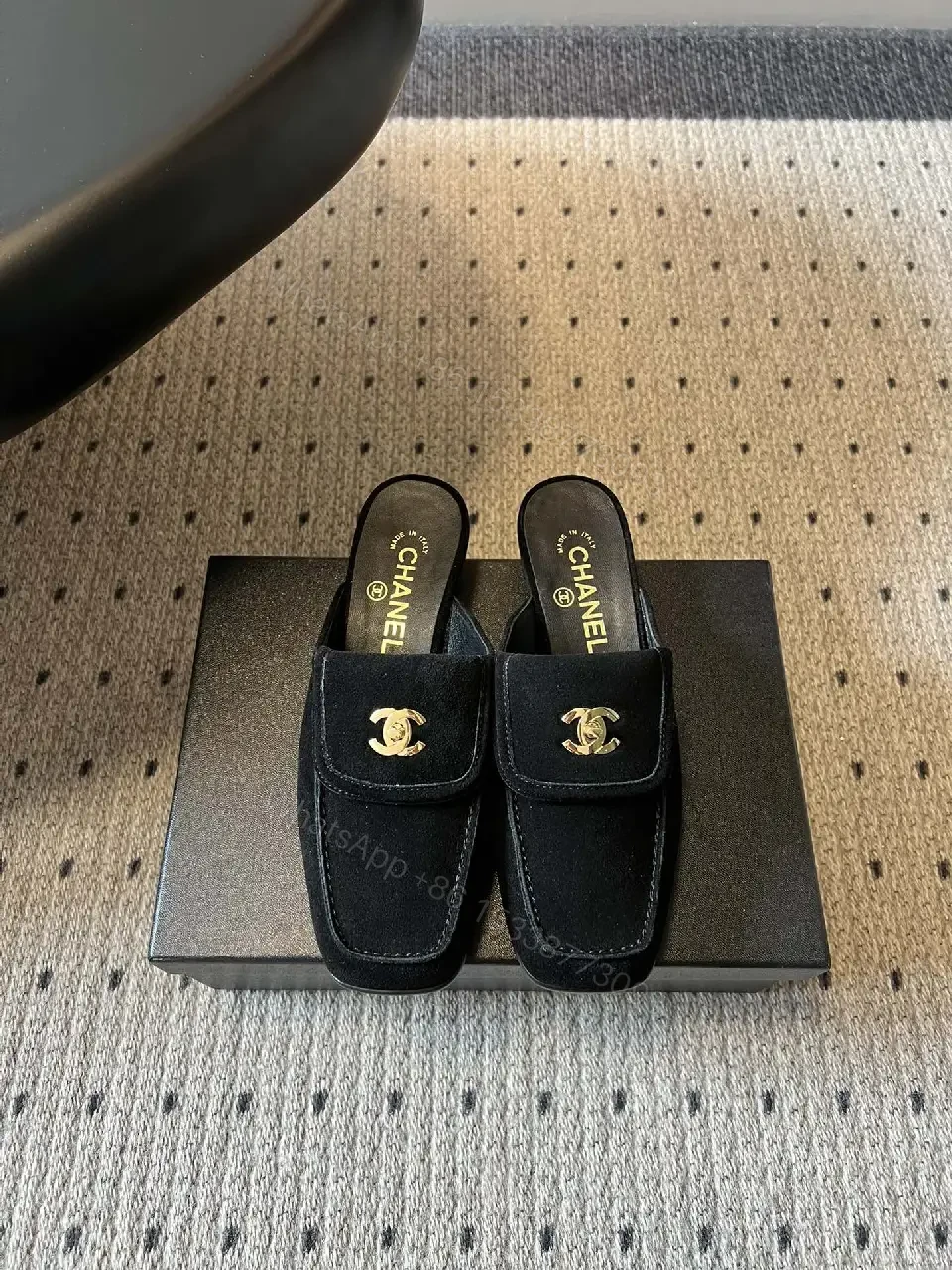 View 6 of Velvet Mules with Gold Hardware – Sophisticated Slip-Ons