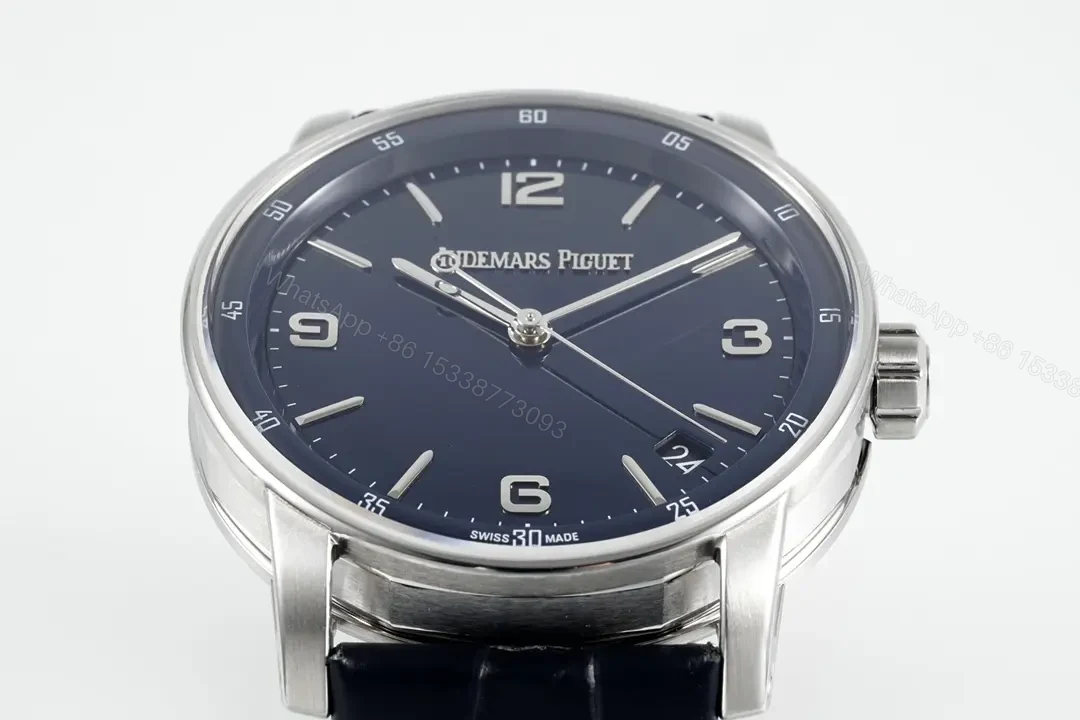 View 4 of APS Factory Audemars Piguet CODE 11.59 Blue Dial Three-Hand Automatic Watch with Leather Strap