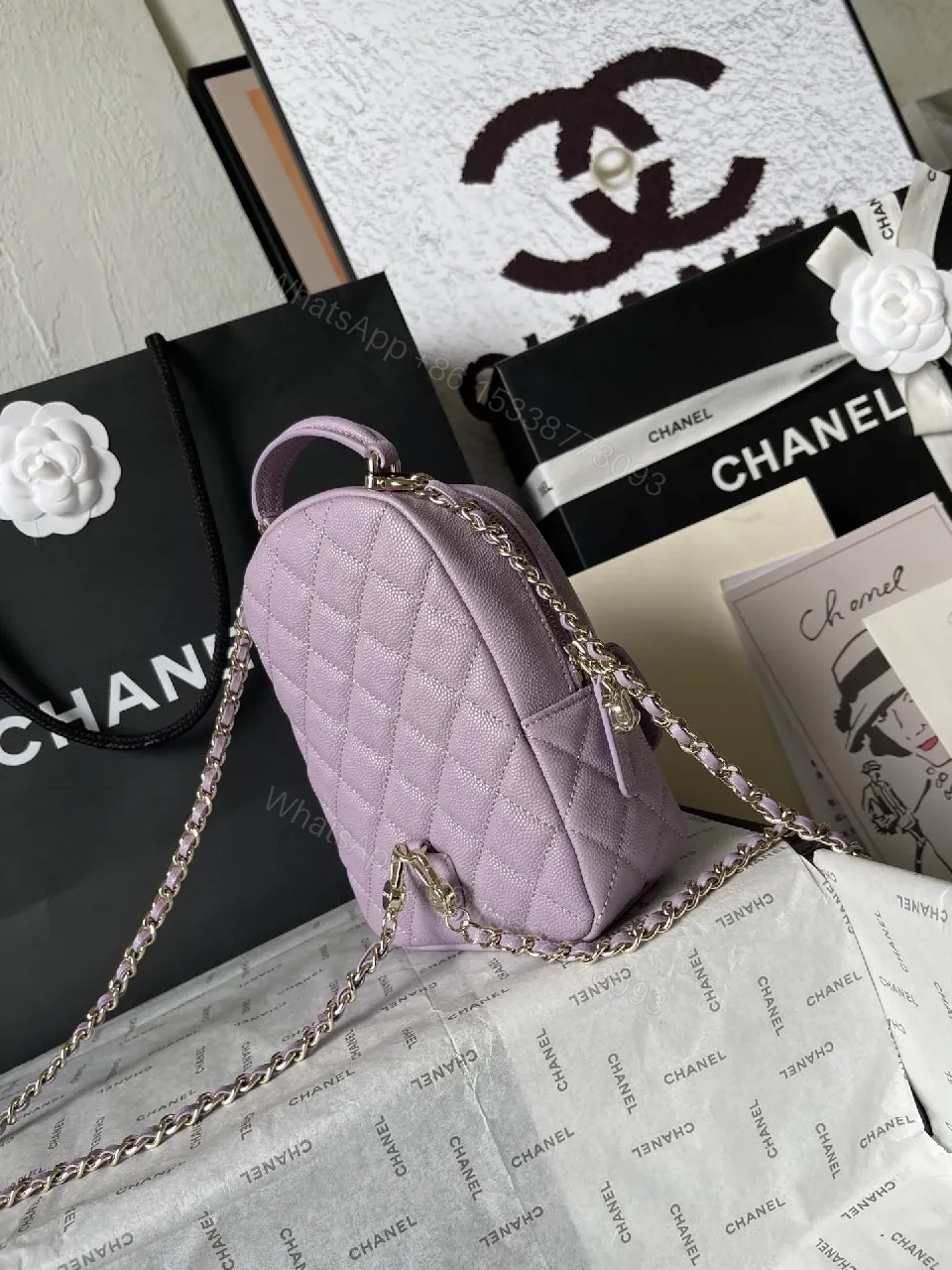 View 3 of Lavender Quilted Mini Crossbody — Luxe Everyday Bag