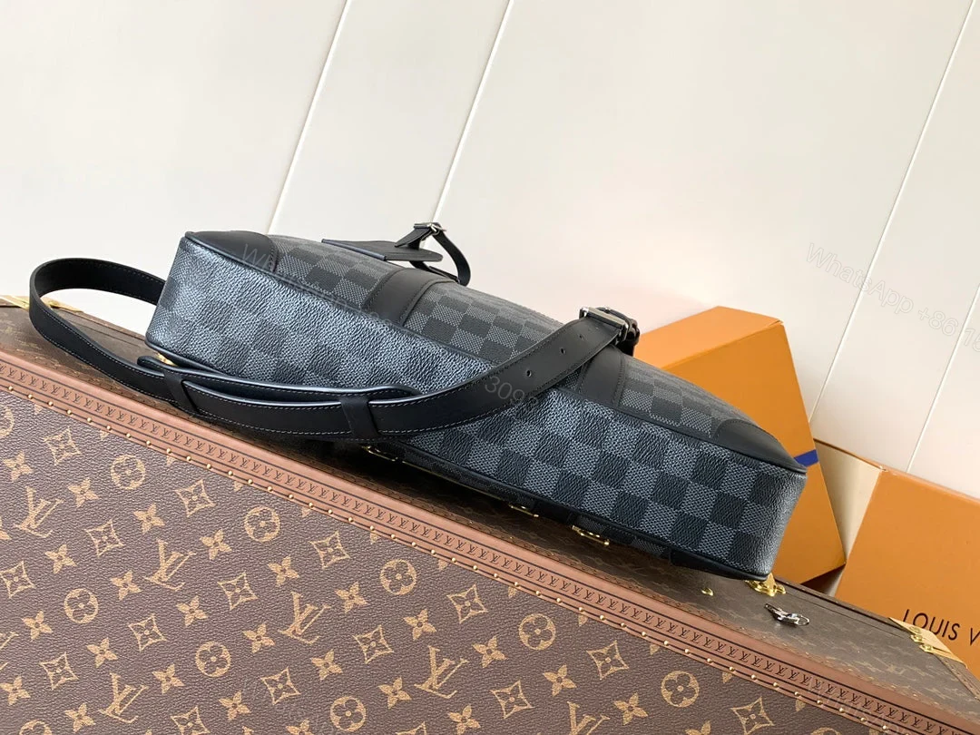 View 5 of LV DUO CROSSBAG BAG 42 IN BLACK EMBOSSED CALFSKIN