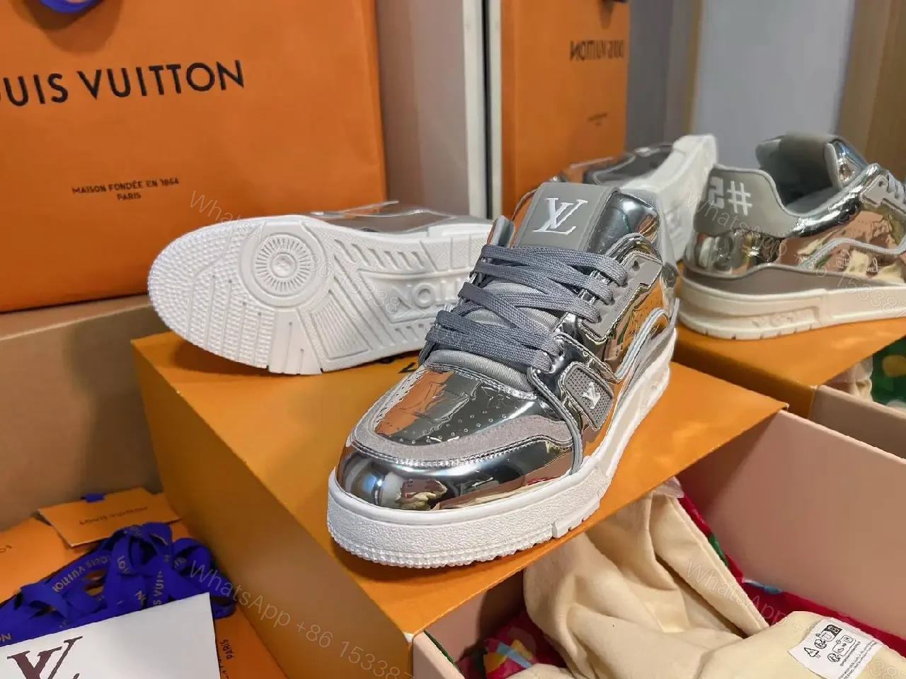View 9 of Sparkling Metallic Sneaker: Luxury Comfort, Designer-Inspired Style