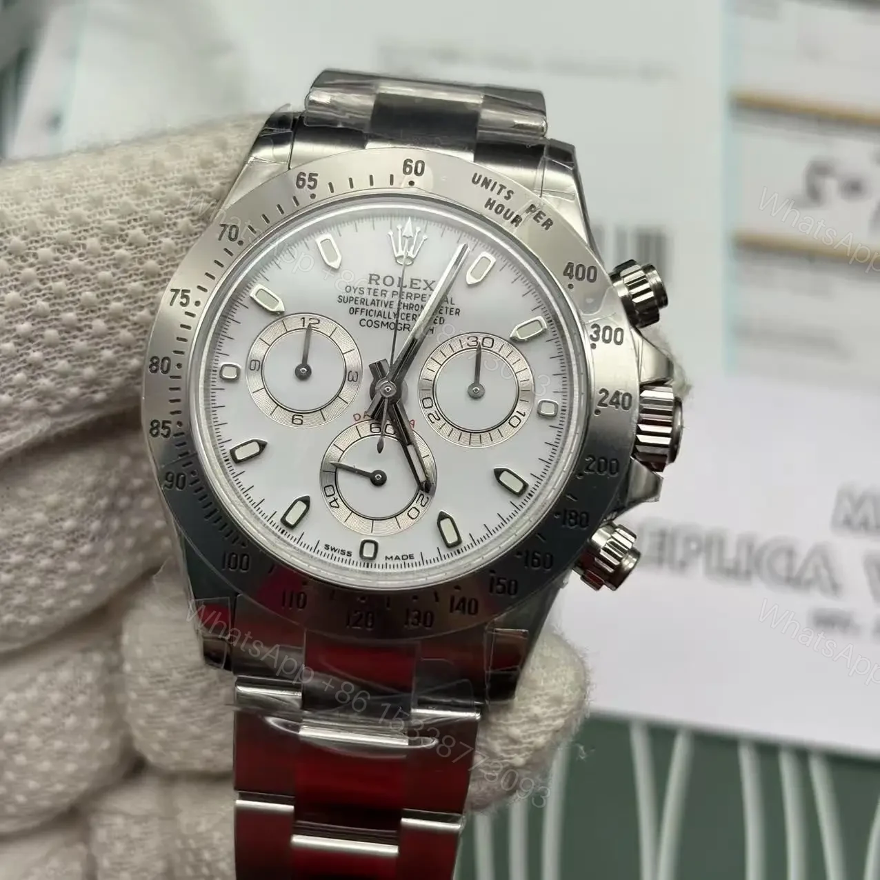 View 3 of Replica Silver Rolex Daytona Swiss Clone model 116520
