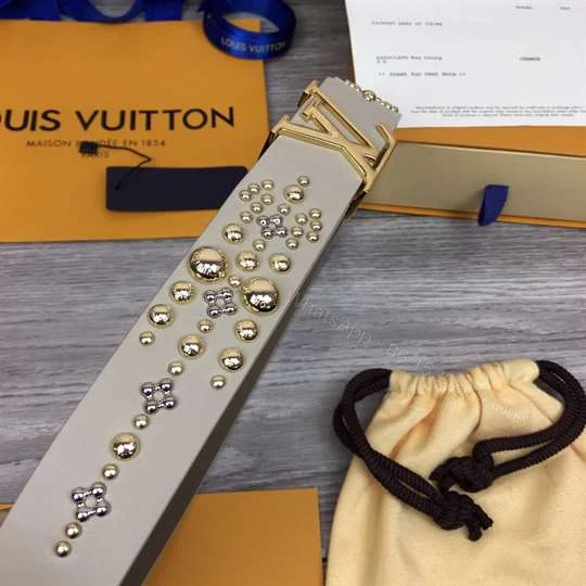 View 7 of LOUIS VUITTON CALF LEATHER LV ICONIC 35MM BELT – B142