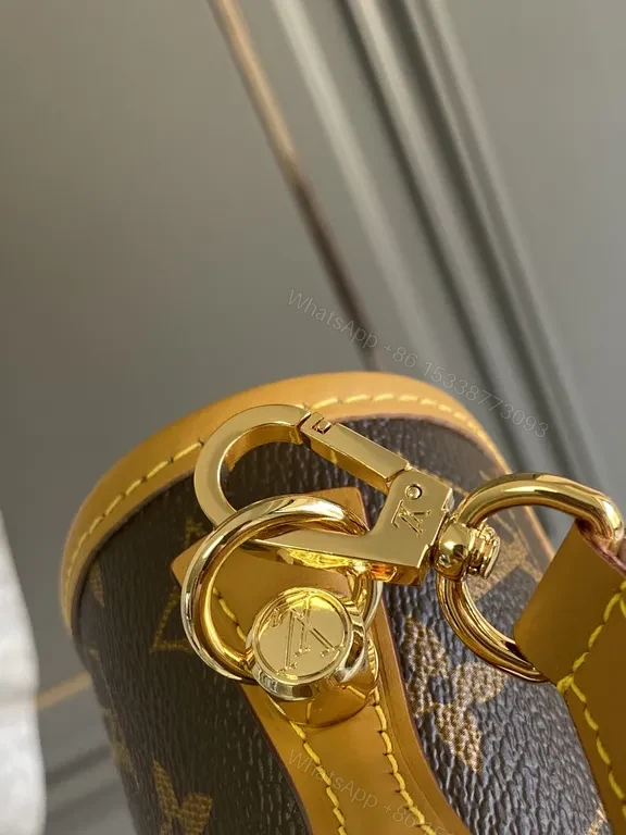 View 5 of Louis Vuitton-inspired Monogram Crossbody with Tan Leather Trim