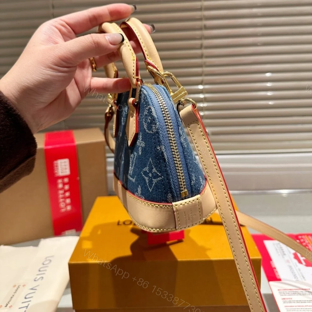View 5 of Louis Vuitton Alma BB Monogram Canvas Bag Denim Blue 16Cm