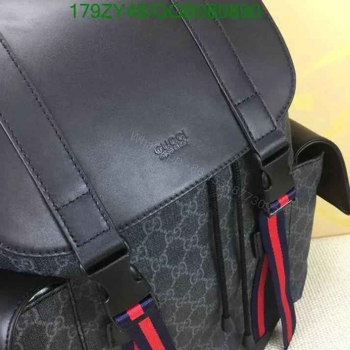 View 3 of Gucci GG Supreme Black Canvas & Leather Backpack GGB0808905 1:1
