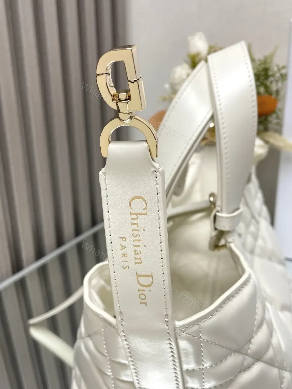 View 3 of Quilted Mini Bag - Gold Charm, Crossbody + Top Handle