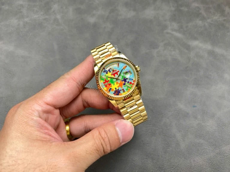 View 2 of Day-Date 128238 36mm Super Clone Puzzle Emoji Jigsaw Motif Dial