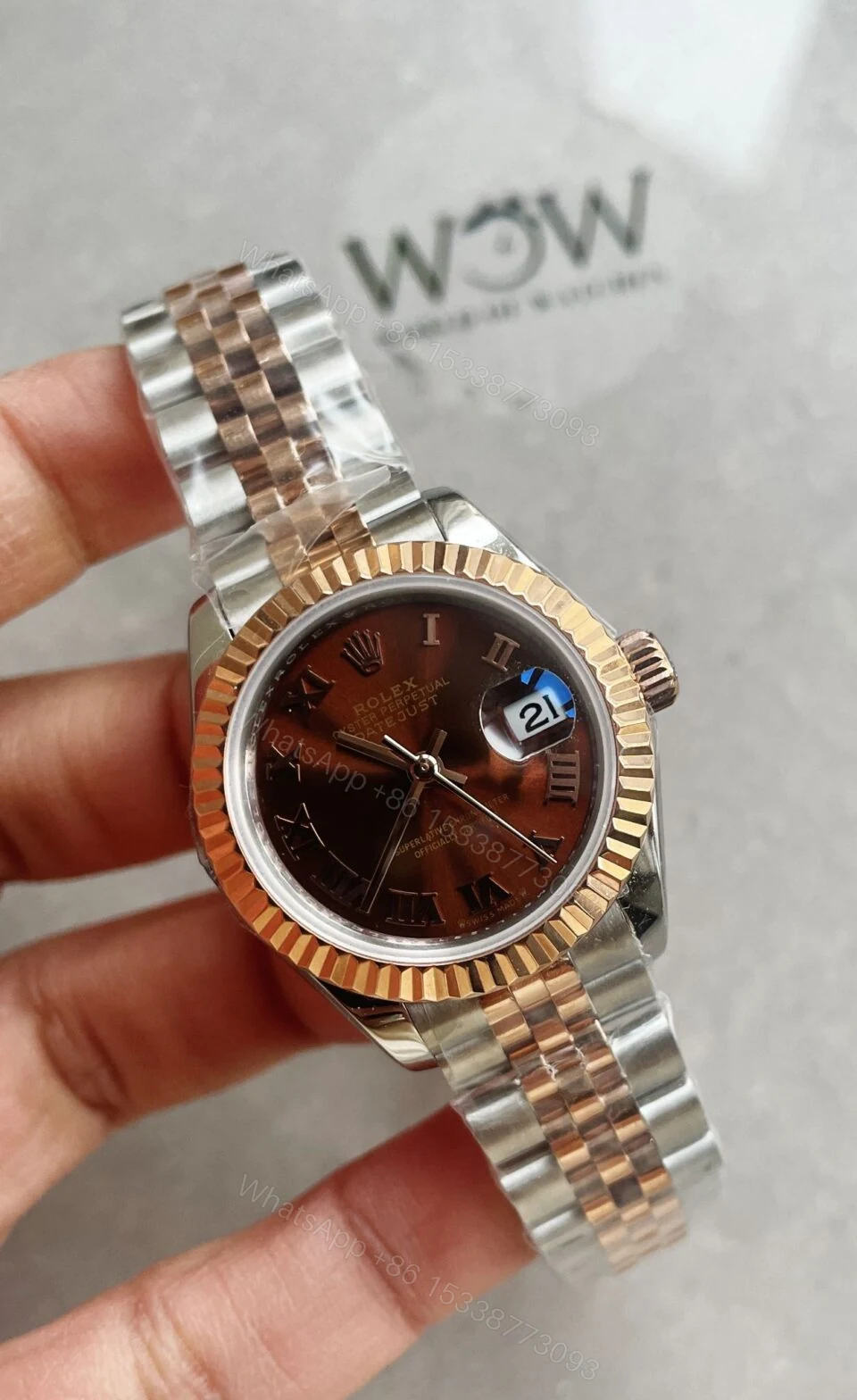 View 2 of KZF Factory 1:1 Rolex Datejust 28mm 904L RG/SS Brown Dial A2671