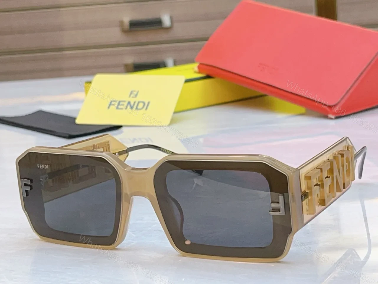 View 9 of Oversized Geometry Sunglasses: Luxe Frame, Subtle Logo, Gradient Lenses