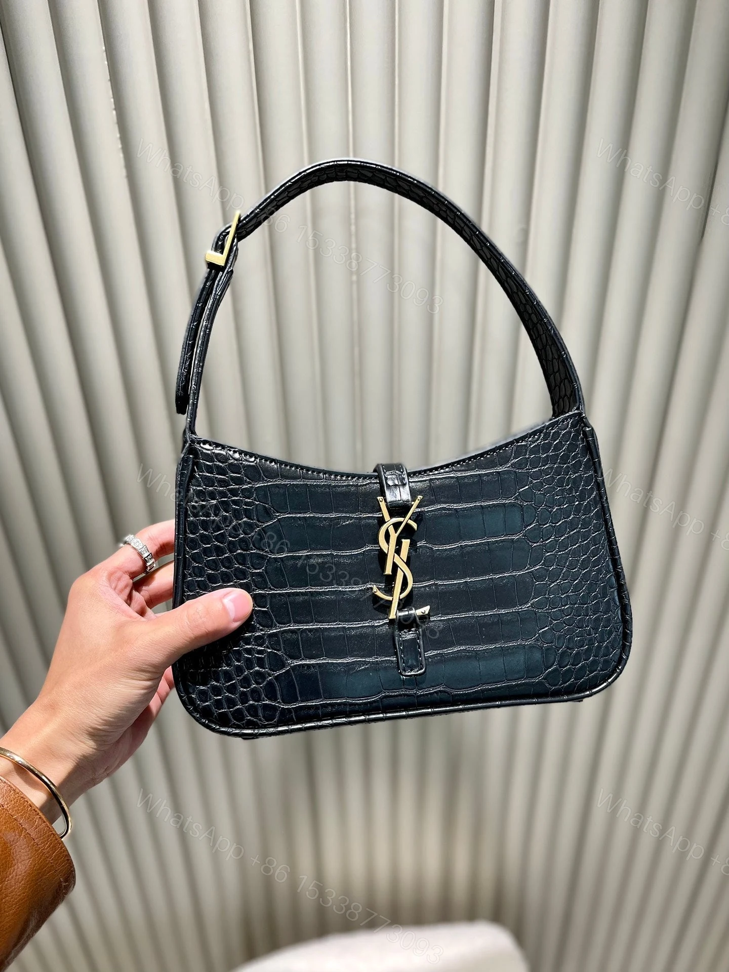 View 7 of Ysl Hobo Bag Crocodile Embossed