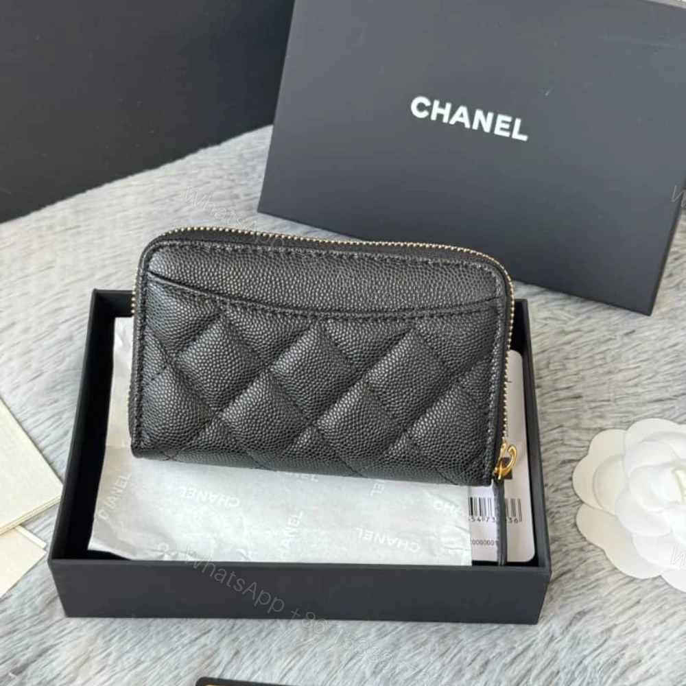 View 3 of Chanel Classic Zipped Coin Purse Wallet Gold Tone Metal Black 11Cm AP0216 Y01588 C3906