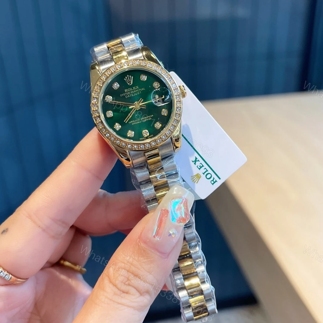 View 2 of Rolex Datejust Diamond Dial Silver And Gold In Green 28Mm