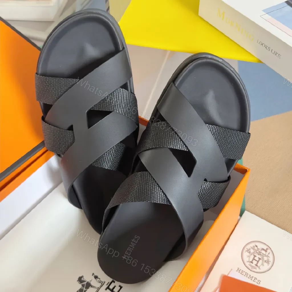 View 3 of Black Leather Cross-Strap Sandals: Minimal, Luxe Comfort