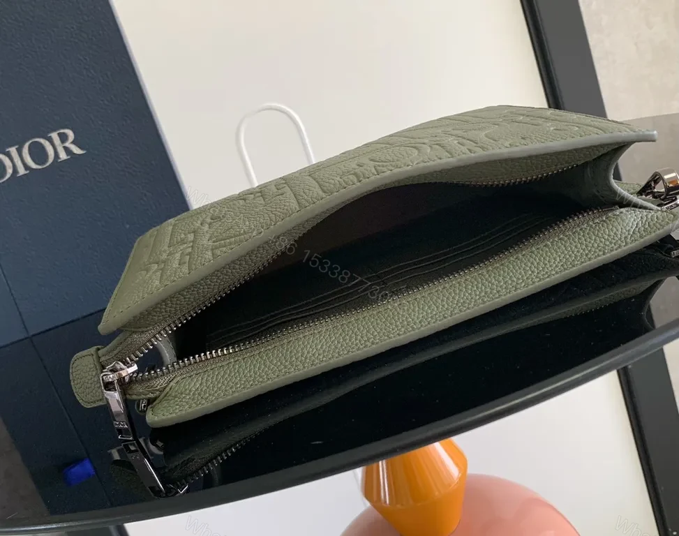 View 5 of Compact Dior-Texture Wallet: Leather, Bi-Fold, Premium Finish