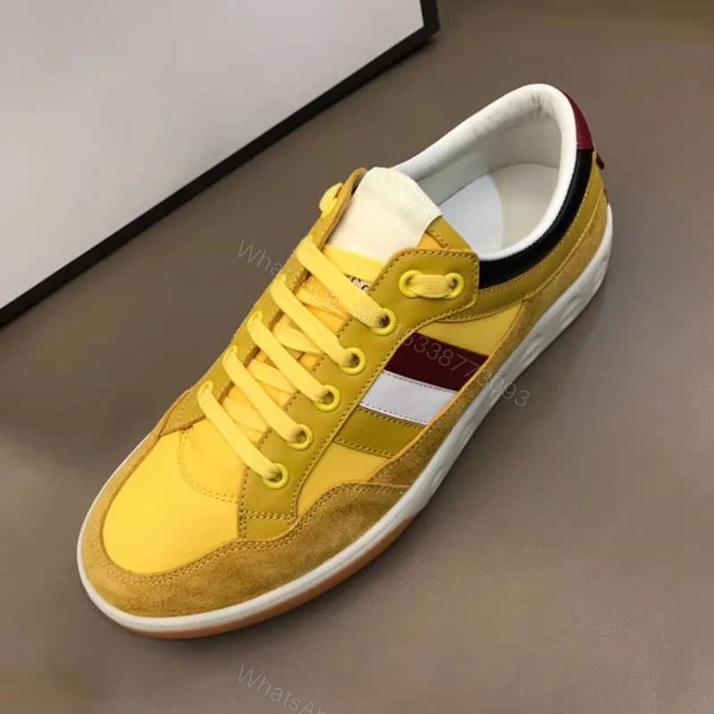 View 4 of GUCCI MEN’S YELLOW LEATHER AND NYLON SNEAKERS – GC63