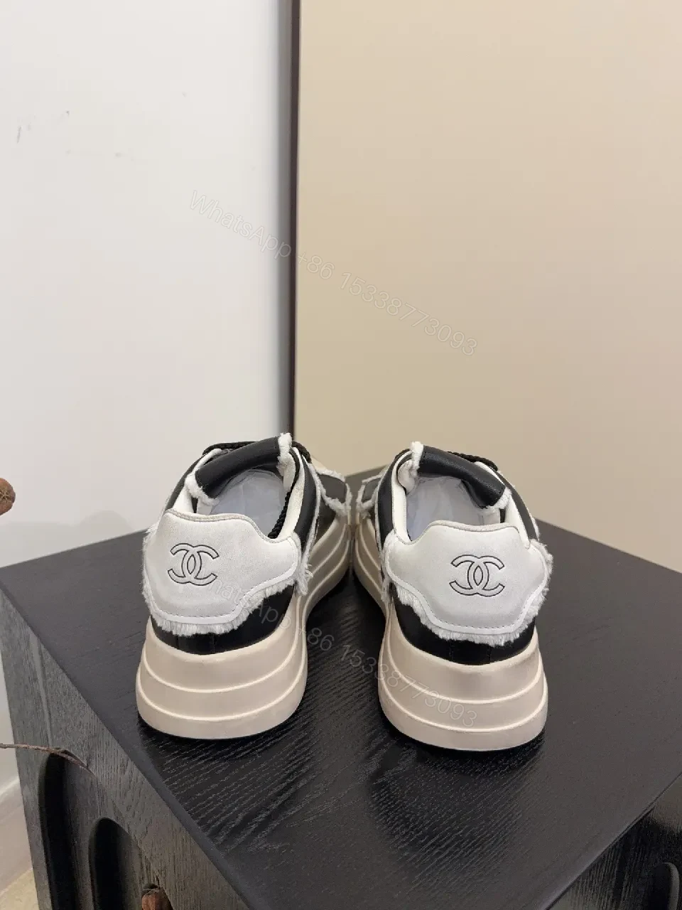 View 4 of Distressed High-Top Leather Sneaker with Bold Stitching Edge