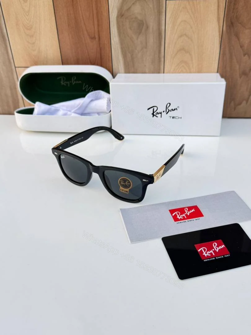 First Copy Ray Ban RB2157 Black Gold Sunglasses Online India — view 1